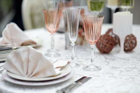 Table set for an event party or wedding receptionの写真素材