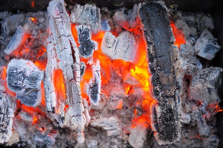 Background from a fire, conflagrant firewoods and coals