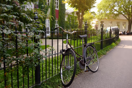 AMSTERDAM, NETHERLANDS - SEPTEMBER 17, 2018: Bicycle on the street of Amsterdam. Sightseeing of Dutch. Tourism and travel by Holland.のeditorial素材