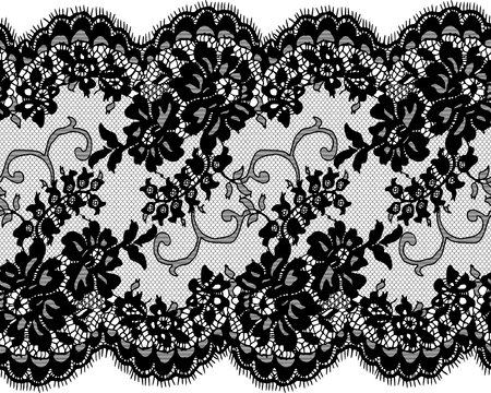 Seamless Vector Black Lace Patternのイラスト素材