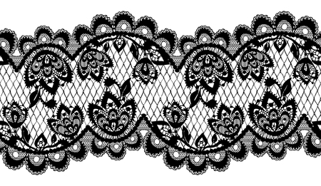Seamless Vector Black Lace Patternのイラスト素材