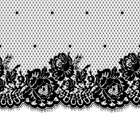 Seamless Vector Black Lace Patternのイラスト素材