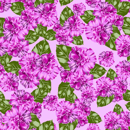 Seamless Vector Pink Petunia Patternのイラスト素材