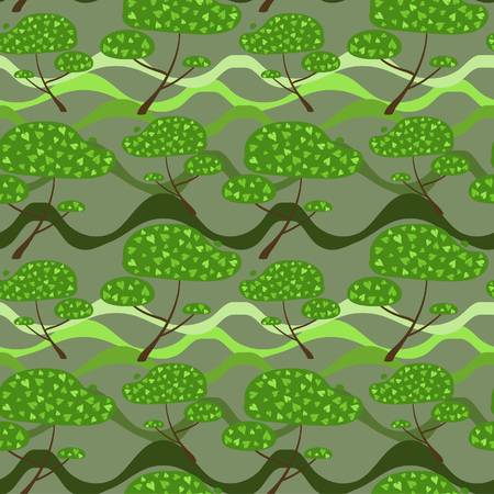 Seamless Vector Green Trees Patternのイラスト素材
