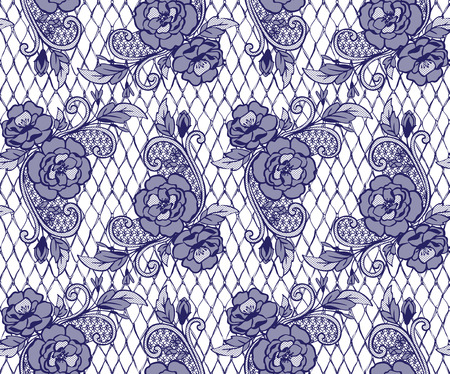 Seamless Vector Blue Lace Patternのイラスト素材