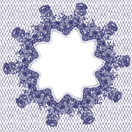 Blue lace frame vector illustrationのイラスト素材