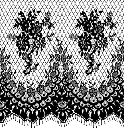 Seamless Vector Black Lace Patternのイラスト素材