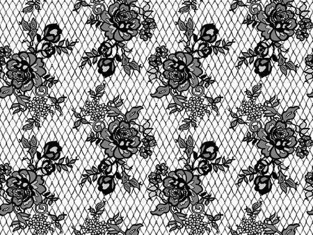 Seamless Vector Black Lace Patternのイラスト素材