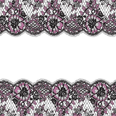 Seamless Vector Pink And Black Lace Patternのイラスト素材