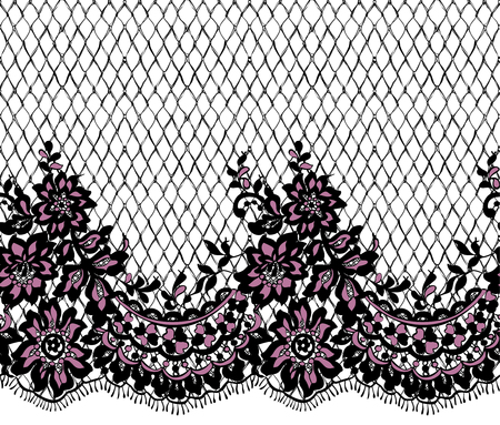 Seamless Vector Black And Pink Lace Patternのイラスト素材