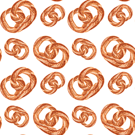 Seamless Vector Pretzel Patternのイラスト素材