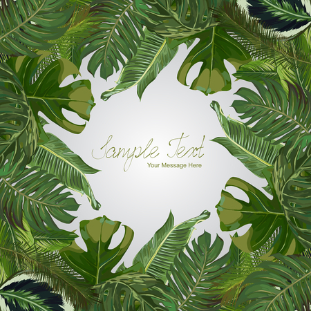Vector Exotic Leaves Frameのイラスト素材
