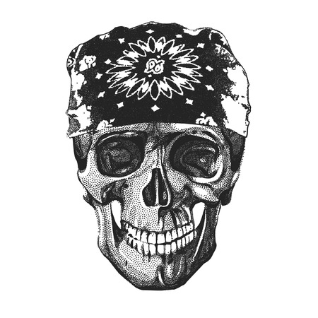 Vector Dot Skull With Head Scarf Illustrationのイラスト素材