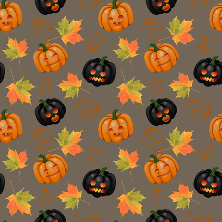 Seamless Vector Halloween Pumpkin Patternのイラスト素材