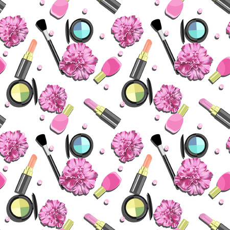 Seamless Vector Cosmetics Patternのイラスト素材