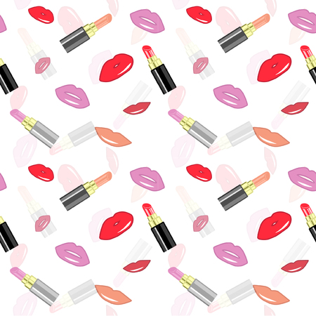 Seamless Vector Lipstick Patternのイラスト素材
