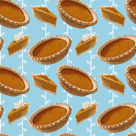 Seamless Vector Pumpkin Pie Patternのイラスト素材