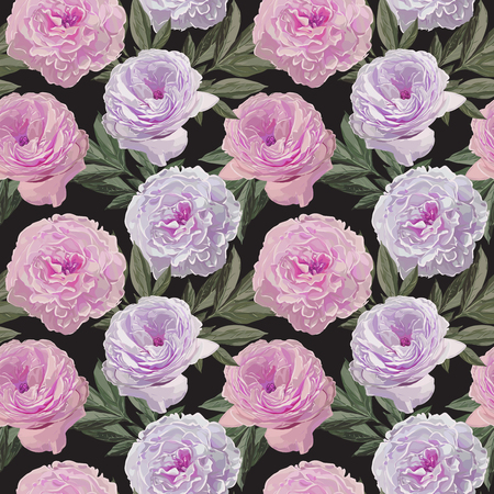 Seamless Vector Peonies Patternのイラスト素材