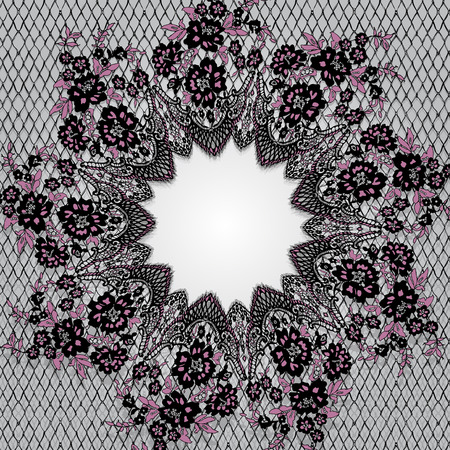 Vector Black And Pink Lace Frame Templateのイラスト素材