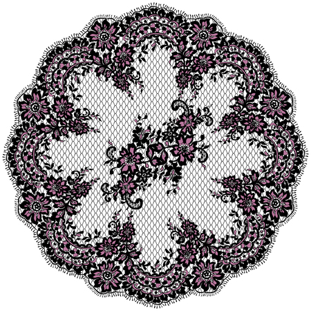 Vector Black And Pink Lace Frame Templateのイラスト素材