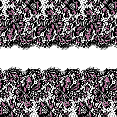 Seamless Vector Black And Pink Lace Patternのイラスト素材