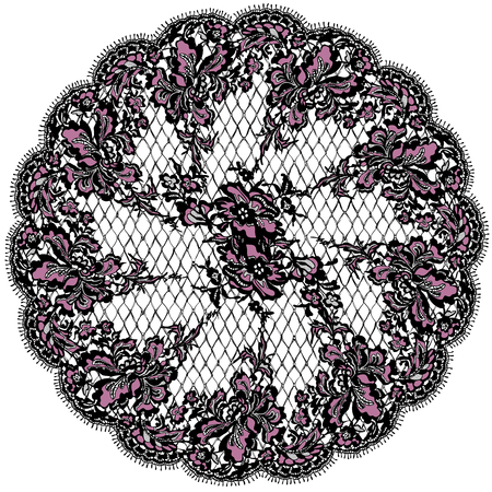 Vector Black And Pink Lace Frame Templateのイラスト素材