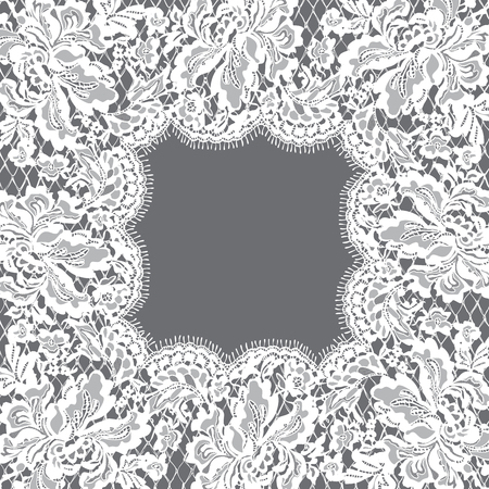 Vector White Lace Frame Templateのイラスト素材