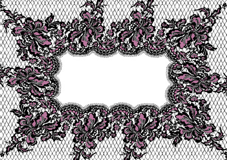 Vector Black And Pink Lace Frameのイラスト素材