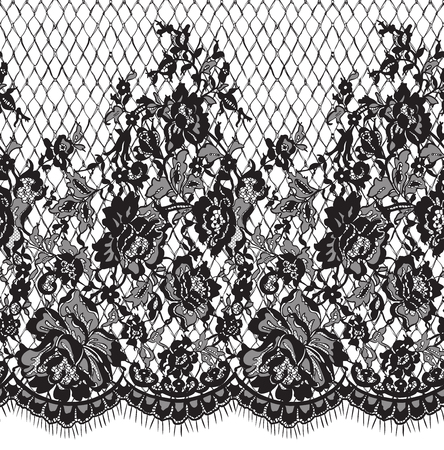 Seamless Vector Black Lace Patternのイラスト素材