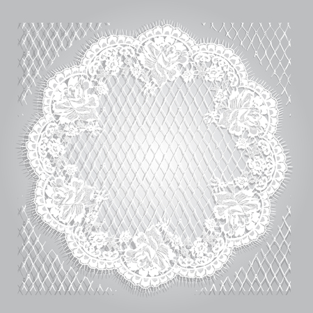 Vector White Lace Frame Templateのイラスト素材