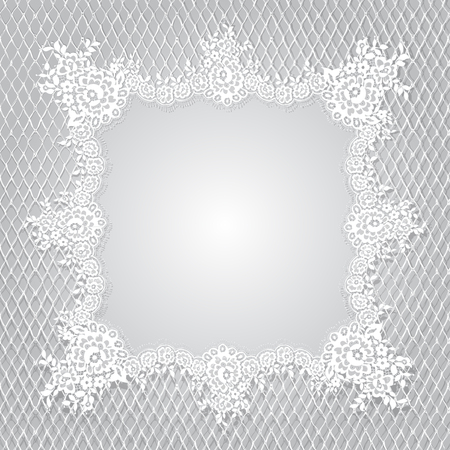Vector White Lace Frame Templateのイラスト素材