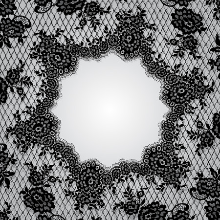 Vector Doily Black Lace Frame Templateのイラスト素材