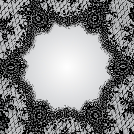 Vector Doily Black Lace Frame Templateのイラスト素材