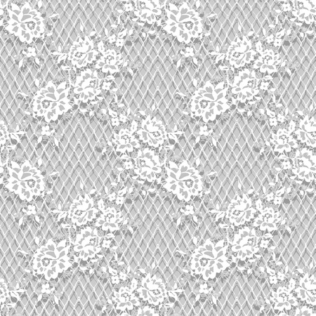 Seamless Vector Detailed White Lace Patternのイラスト素材