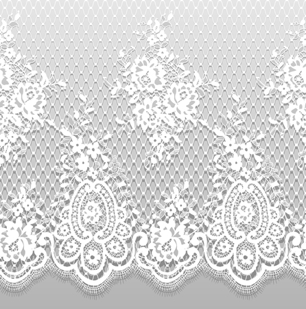 Seamless Vector Detailed White Lace Patternのイラスト素材
