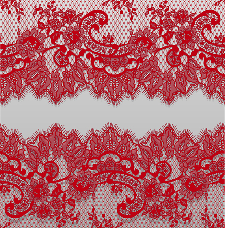 Seamless Vector Detailed Red Lace Patternのイラスト素材