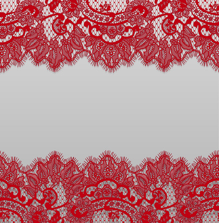 Seamless Vector Detailed Red Lace Patternのイラスト素材