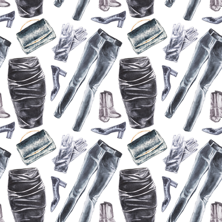 Seamless Watercolor Fashion Garments Patternの写真素材