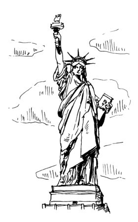 Statue Of Liberty Vector Sketch Illustrationの写真素材
