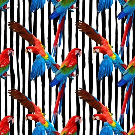 Parrot Ara Vector Seamless Patternのイラスト素材