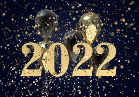 New Year Confetti 2022 Illustration - 3D render