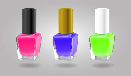 Vector Nail Polish Colorful Illustration Setのイラスト素材