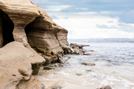 Sea cave in La Jolla, Californiaの写真素材
