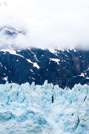 Close up of the Margerie Glacier terminus in Glacier Bay National Park, Alaska