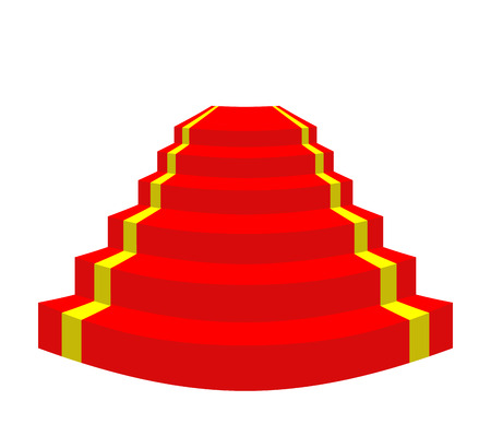 Red carpet on a white background. Stairs for VIP. Vector illustrationのイラスト素材