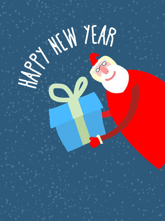 Santa Claus gives reat gift. Vector illustration holiday card.  Illustration for Christmas and  new year.のイラスト素材