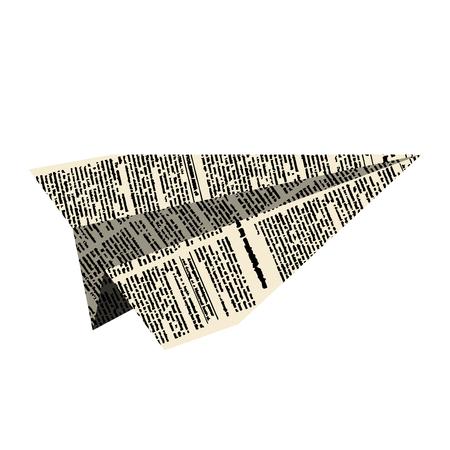 Paper plane. Aircraft from newspaper on  white background. Vector illustration.のイラスト素材