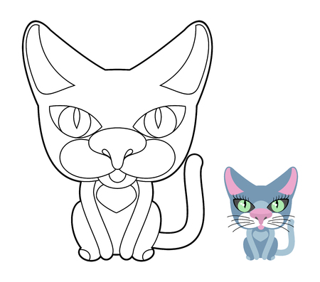 Cat coloring book. Vector linear illustration pet.のイラスト素材