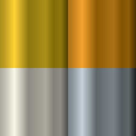 Set of textures on precious metals: gold and silver. Bronze and copper.のイラスト素材