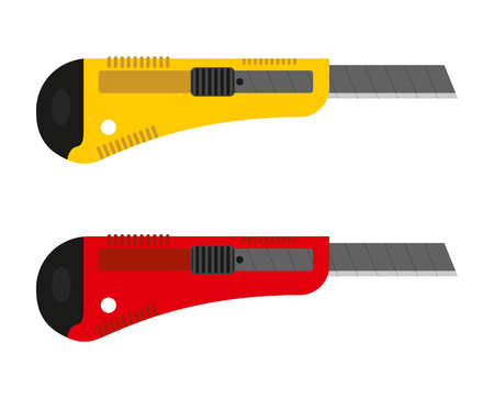 Office knife set. Stationery cutter with replaceable blades.のイラスト素材